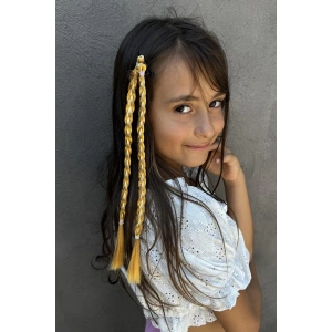 Sarı Renk Örgü Saç Figürlü Pens Toka