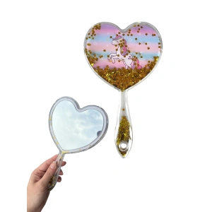 Sarı Renk Pul Detaylı Unicorn Figürlü El Aynası