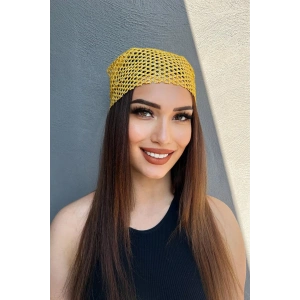 Sarı Renk Simli Fular