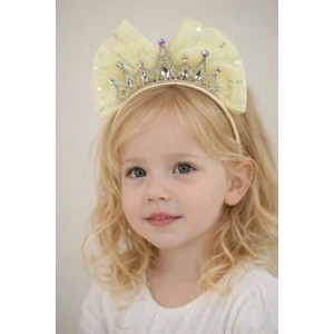 Sarı Renk Taş Detaylı Çocuk Taç