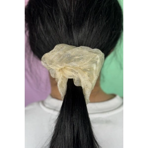 Sarı Renk Taşlı Organze Simit Toka