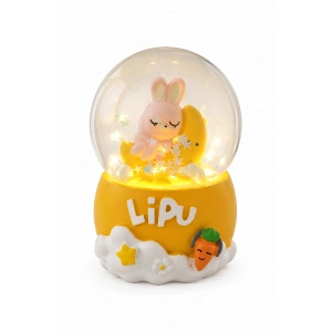Sarı Renk Tavşan Figürlü Işıklı Mini Küre