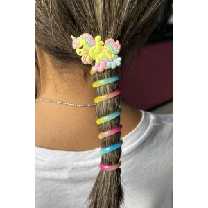 Sarı Renk Unicorn Figürlü Yaylı Spiral Toka