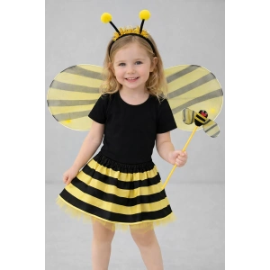 Sarı Ve Siyah Renk Arı Temalı Kanat /Asa /Taç /Etek Set