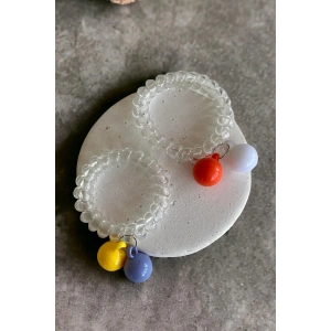 Şeffaf 2´li Boncuk Detaylı Helezon Toka