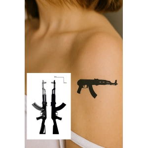 Silah Figürlü Mini Dövme Tattoo
