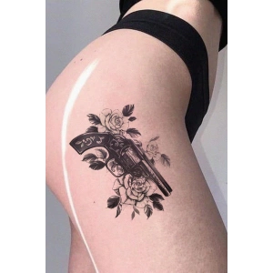 Silah ve Gül Geçici Dövme Tattoo