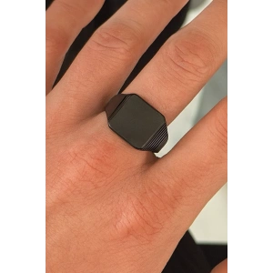 Siyah Renk Ayarlanabilir Çelik Erkek Yüzük
