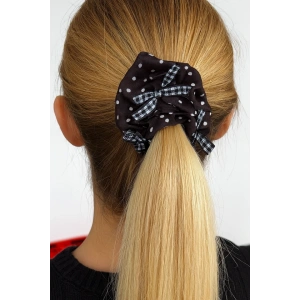 Siyah Renk Beyaz Renk Kurdele Ve Puantiye Figürlü Simit Toka