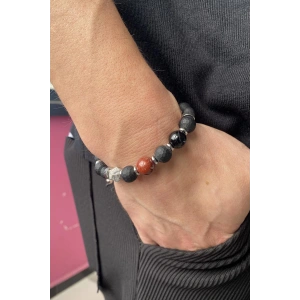 Siyah Renk Boncuk Detaylı Erkek Bileklik