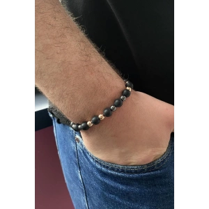 Siyah Renk Boncuk Detaylı Hematit Erkek Bileklik