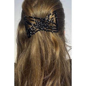 Siyah Renk Boncuk Detaylı Tel Tarak Toka