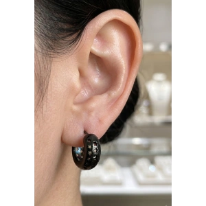 Siyah Renk Çelik Xuping VİP Halka Küpe