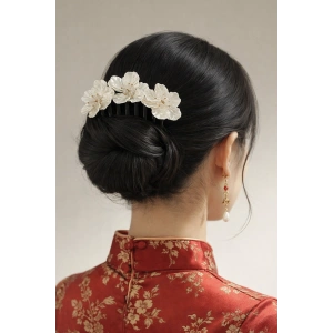 Siyah Renk Çiçek Detaylı Tarak Toka