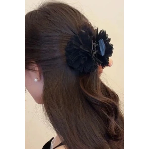 Siyah Renk Çiçek Figürlü Mandal Toka