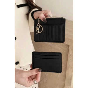 Siyah Renk Deri Kadın Cüzdan/Kartlık