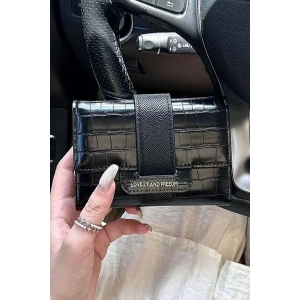 Siyah Renk Deri Kadın Cüzdan/Kartlık