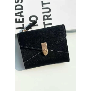 Siyah Renk Deri Kadın Cüzdan/Kartlık