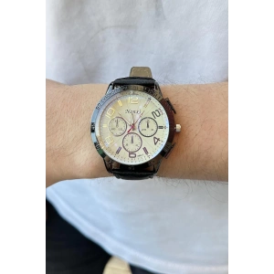 Siyah Renk Deri Kordonlu Çelik Erkek Saat