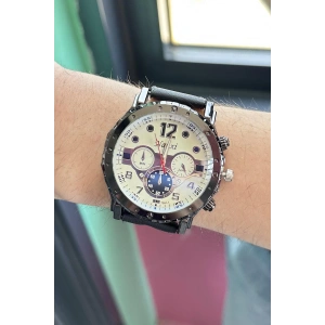 Siyah Renk Deri Kordonlu Çelik Erkek Saat