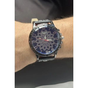 Siyah Renk Deri Kordonlu Çelik Erkek Saat