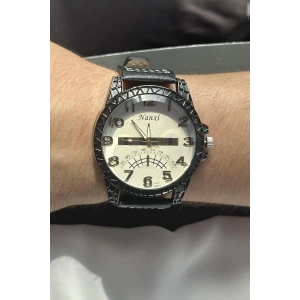 Siyah Renk Deri Kordonlu Çelik Erkek Saat