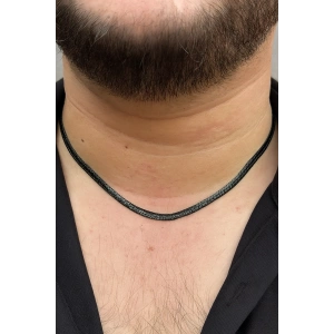 Siyah Renk Erkek Zincir Çelik Kolye (55cm)