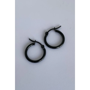Siyah Renk Halka Çelik Küpe (Çift)