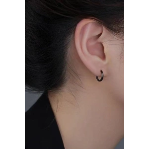 Siyah Renk Halka Unisex Küpe (Çift)