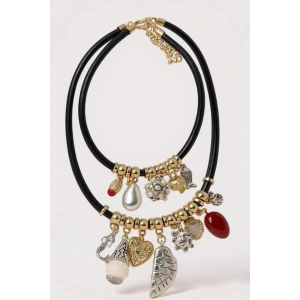 Siyah Renk İkili Tasarım Kolye