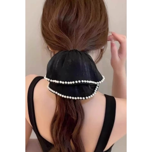 Siyah Renk İnci Detaylı Simit Toka