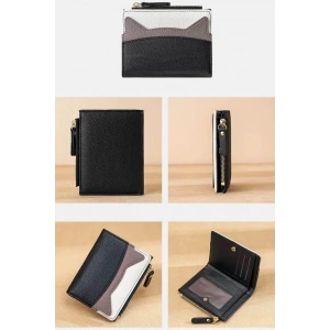 Siyah Renk Kadın Deri Cüzdan/Kartlık