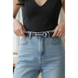 Siyah Renk Kadın Deri Kemer