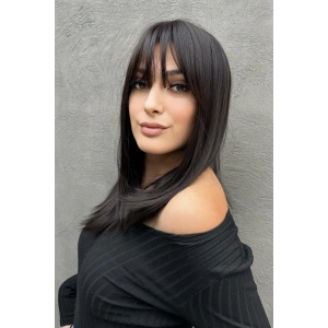 Kahve Renk Kahkül Detaylı Katlı Kesimli Peruk