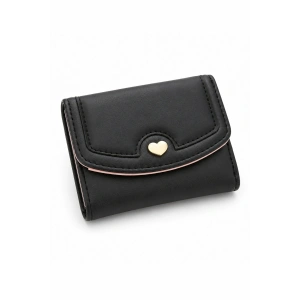 Siyah Renk Kalp Figürlü Deri Kadın Cüzdan