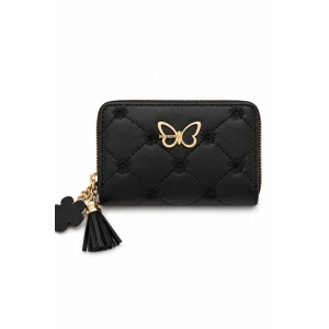 Siyah Renk Kelebek Figürlü Deri Kadın Cüzdan