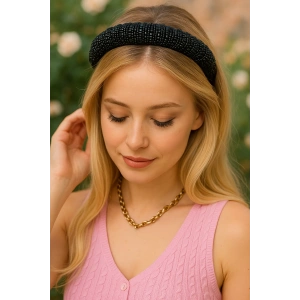 Siyah Renk Kristal Taş Detaylı Taç