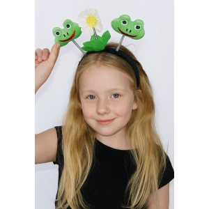 Siyah Renk Kurbağa Ve Papatya Figürlü Taç