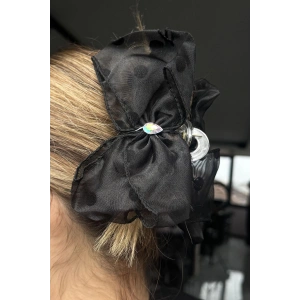 Siyah Renk Kurdele Figürlü Mandal Toka