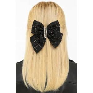 Siyah Renk Kurdele Figürlü Taş Detaylı Otomat Toka