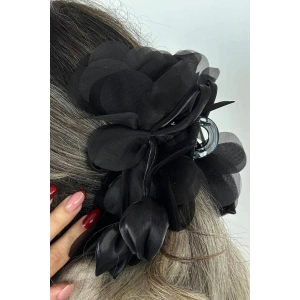 Siyah Renk Lale Figürlü Mandal  Toka