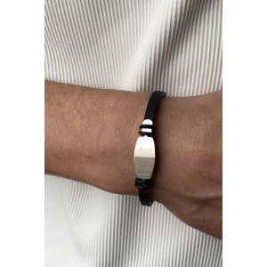 Siyah Renk Metal Detaylı Çelik Bileklik