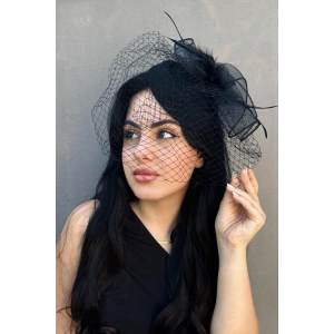 Siyah Renk Nikah Şapkası / Vualet Şapka