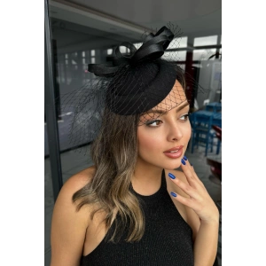 Siyah Renk Nikah Şapkası/Vualet Şapka