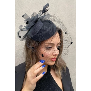 Siyah Renk Nikah Şapkası/Vualet Şapka