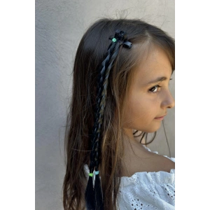 Siyah Renk Örgü Saç Figürlü Pens Toka