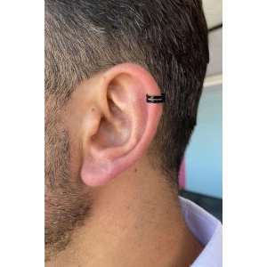 Siyah Renk Sıkıştırmalı Ear Cuff Unisex Halka Küpe (Çift)