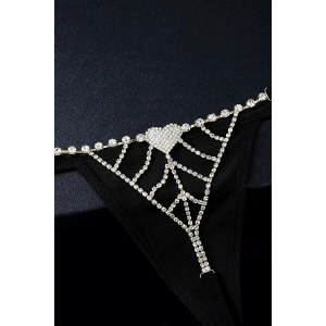 Siyah Renk Taş Detaylı Tanga