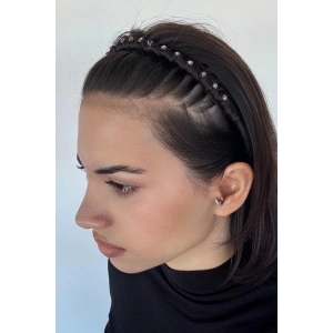 Siyah Renk Taş Detaylı Taraklı Taç