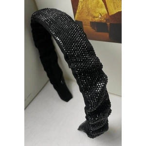 Siyah Renk Taşlı Büzgü Detaylı Taç